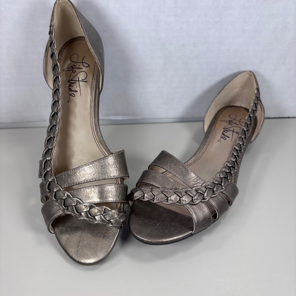 Life Stride Metallic Flats with Braided Detail